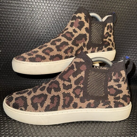 Rothys Chelsea Sneakers Boots Wildcat Animal Print Leopard Shoes Women’s Size 8 - Picture 1 of 8